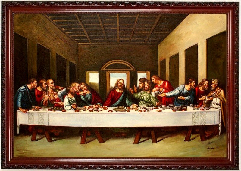 Gemaelde-letzte-Abendmahl-da-Vinci-Olbild-HANDGEMALT-60x90cm